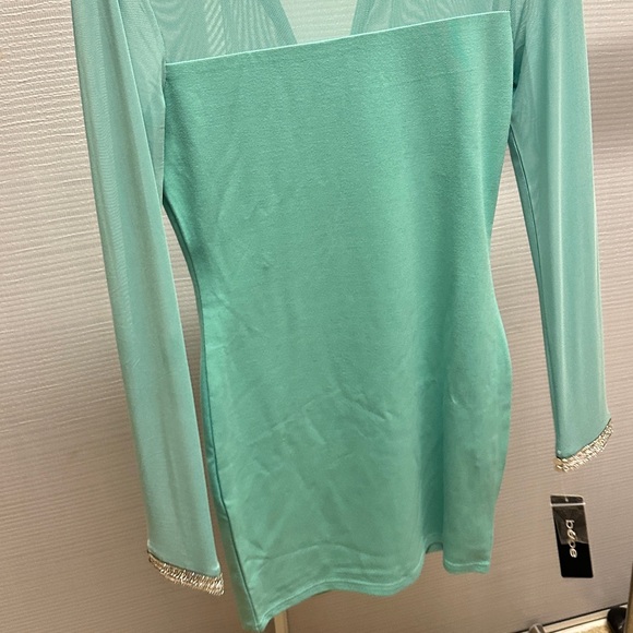 BEBE Embellished Mesh Dress - Beach Glass - Picture 8 of 8